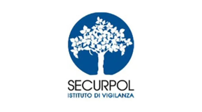 Logo aziendale di Securpol Istituto di Vigilanza con un albero stilizzato all'interno di un cerchio blu.